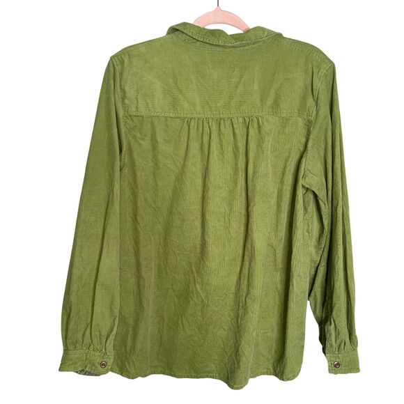 Anthropologie Pilcro Sigourney Green Corduroy Button Down Top M - Picture 4 of 8